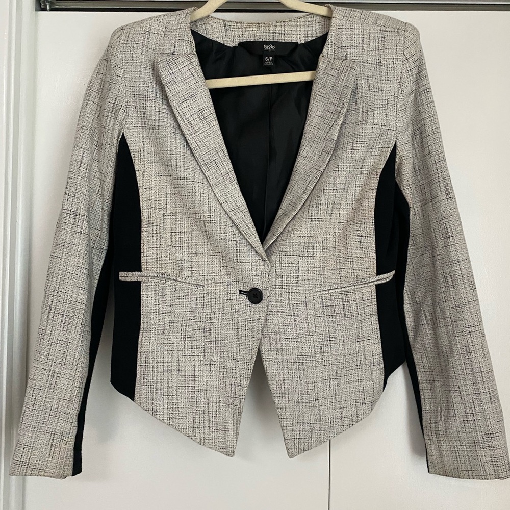 Moschino Gray and Black Blazer Modern Tailored Suit Jacket